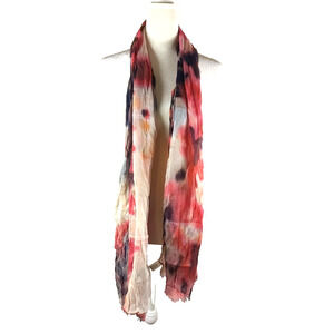 Cato Women's Rectangle Scarf Tie Dye Look 69 X 14 Red Black White